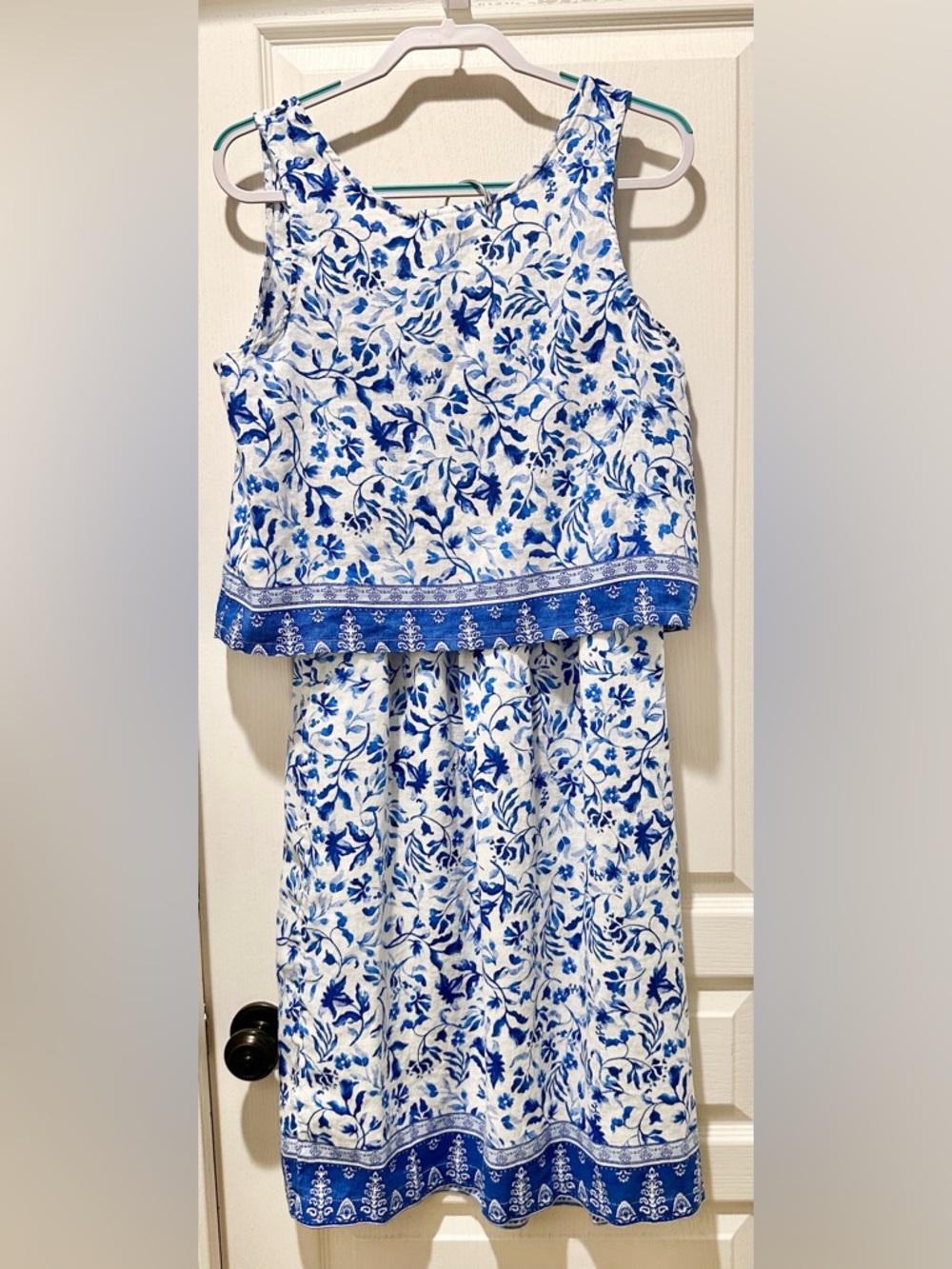 NWT Joie 100% Linen Midi Skirt & Cropped Tank Top Set in Blue/White Bora Print - Picture 4 of 12